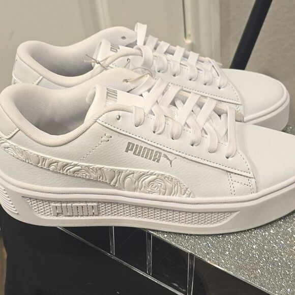 Puma Platform V3 Rose Embroidered Pop Up Sneakers - Picture 7 of 12